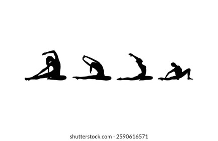 Beautiful girl exercising silhouettes for fitness enthusiasts