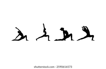 Beautiful girl exercising silhouettes for fitness enthusiasts