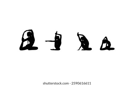 Beautiful girl exercising silhouettes for fitness enthusiasts