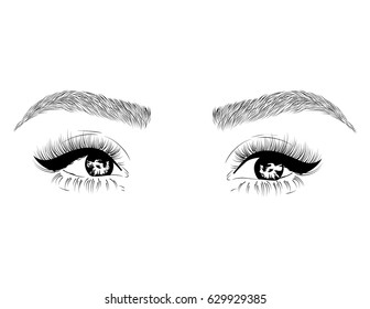 Beautiful Girl Eyes Sketch Vector Illustration Stock Vector (Royalty ...