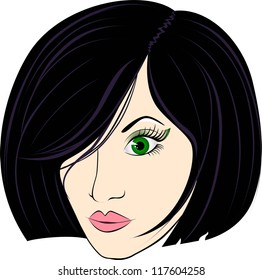beautiful girl in the face. design elements colorful illustration.