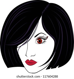 beautiful girl in the face. design elements colorful illustration.