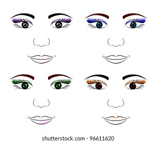 beautiful girl in the face. design elements colorful illustration.