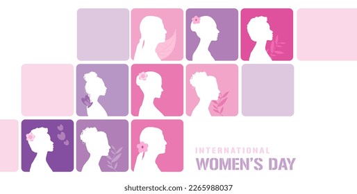 Beautiful Girl Face Illustrations in Happy Womens Day Social Media Post