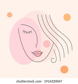 Beautiful girl face. Modern continuous line art woman portrait. Face line art. Face drawing. Contemporary portrait. minimalist contour. Vector illustration.