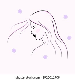 Beautiful girl face. Modern continuous line art woman portrait. Face line art. Face drawing. Contemporary portrait. minimalist contour. Vector illustration.