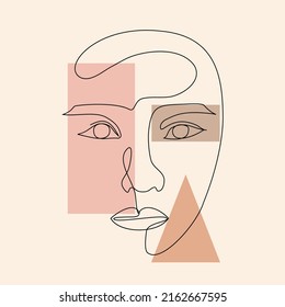 Beautiful girl face. Modern continuous line art woman portrait. Face line art. Face drawing. Contemporary portrait. minimalist contour. Fashion concept. Vector illustration.