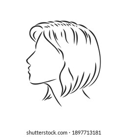 Beautiful Girl Face Silhouette, Vector illustration. girl profile vector sketch illustration