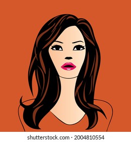 Beautiful Girl Face Vector Illustration 