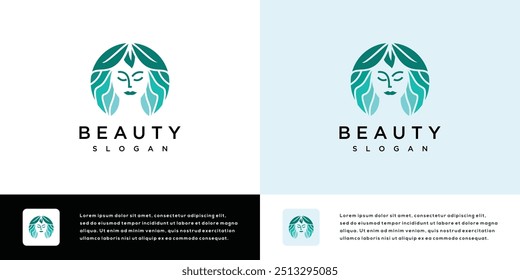 Beautiful girl face vector logo design.	