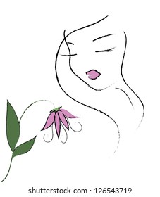 Beautiful girl with flower