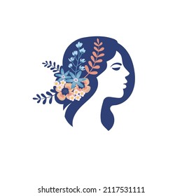 Beautiful girl with flower in head for spa or beauty salon 