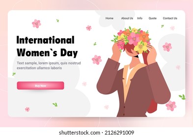 beautiful girl with flower wreath 8 march happy international womens day celebration concept