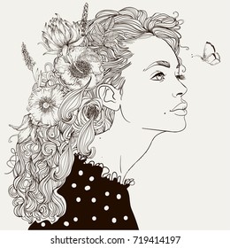 beautiful girl with flowers