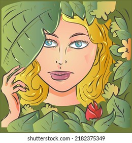 Beautiful girl in The Forest Vector Illustration