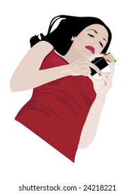 beautiful girl with a gadget