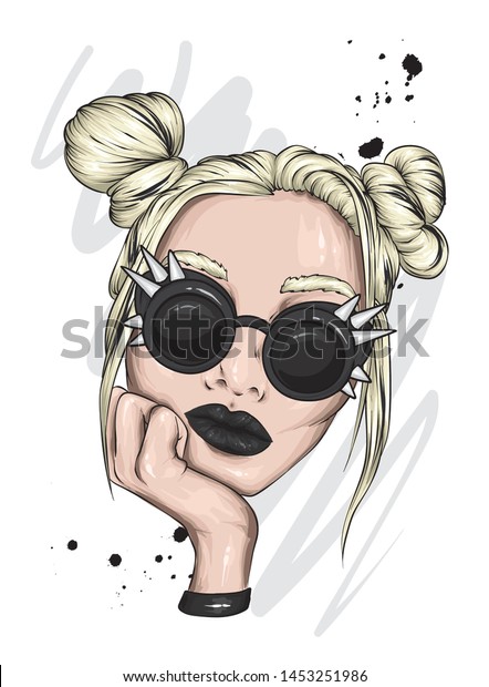 Beautiful Girl Glasses Buns On Her Royalty Free Stock Image