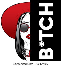 Beautiful girl with glasses and hat. Fashion & Style. Clothes and accessories. Vector illustration.