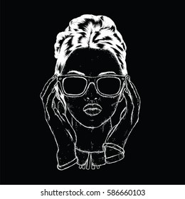 Beautiful girl with glasses. Vector illustration. Fashion & Style.