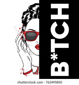Beautiful girl with glasses. Vector illustration. Fashion & Style.
