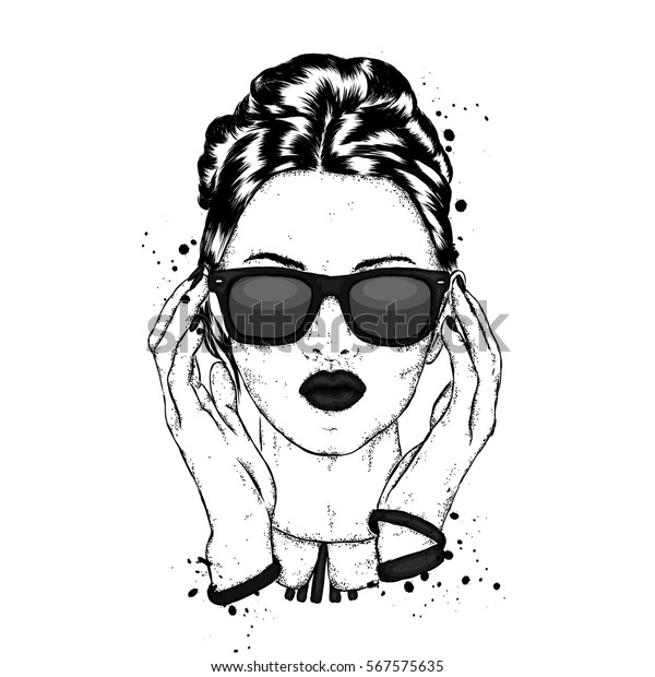 Beautiful Girl Glasses Vector Illustration Fashion Vector De Stock Libre De Regalías