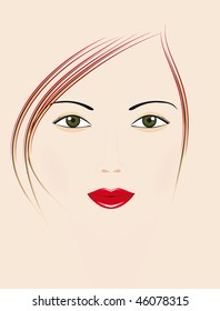 Beautiful girl with green eyes. Vector illustration
