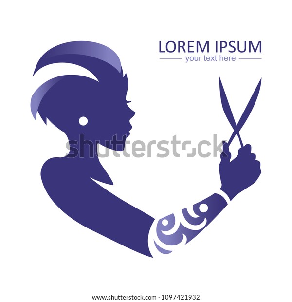 Beautiful Girl Hairdresser Tattoo Hipster Woman Stock Vector