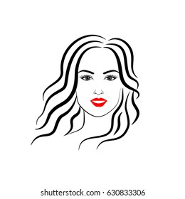 Beautiful Woman Sexy Face Red Lips Stock Vector (Royalty Free ...