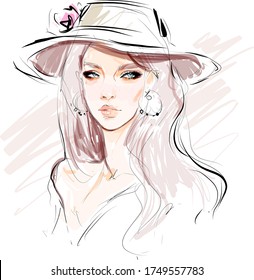 Hermosa chica en ese dibujo vectorial.