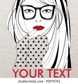 beautiful girl head. vector