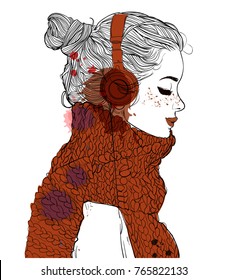 beautiful girl with headphones
