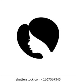 BEAUTIFUL GIRL WITH HEART HAIR NEGATIVE SPACE 