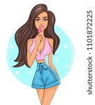 Beautiful girl holding Lollipop, vector illustration