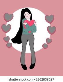 Beautiful girl huge a heart 
