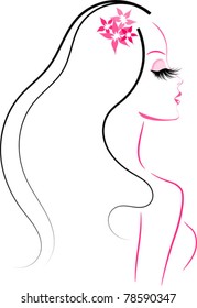 Beautiful girl icon with flowers