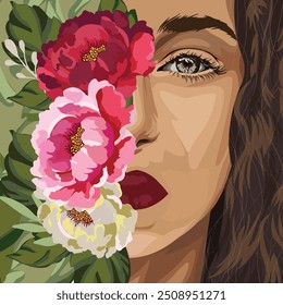 bela ilustração de menina, design de personagem, rosto bonito, rosto de menina, beleza, meninas beleza, glamour, olhos lindos, beleza de mulher