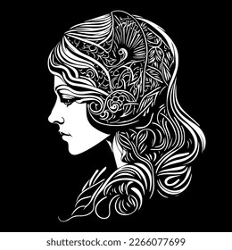 beautiful girl illustration stunning portrayal of feminine grace and elegance. Her delicate features and captivating gaze exude a timeless beauty
