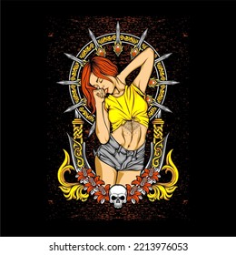 beautiful girl illustration for t shirt design