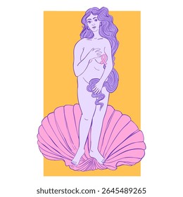 linda garota à imagem de Afrodite. Consciência do câncer de mama.