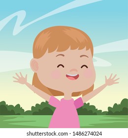 Beautiful girl jumping, smiling and having fun at nature outdoors ,vector illustration graphic design.
