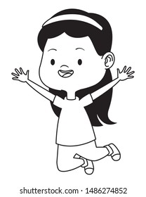 Beautiful girl jumping, smiling and having fun vector illustration graphic design.
