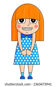 Beautiful girl kawaii with red hair vector illustration. Little mischievous girl character illustration.