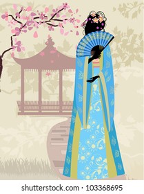 beautiful girl kimono under the sakura