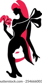 Beautiful girl like a cat. Wild woman concept. Stylish vector silhouette illustration