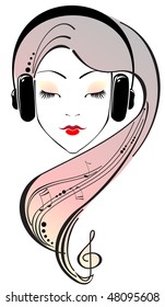 Beautiful girl listening to headphones