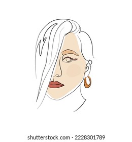 beautiful girl logo, salon logo, girl with makeup, one line art logo, 