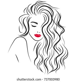 Curly Hair Line Drawing Images Stock Photos Vectors