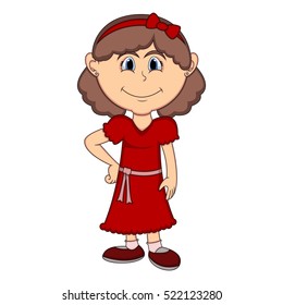 Beautiful girl with long dress cartoon vector illustration