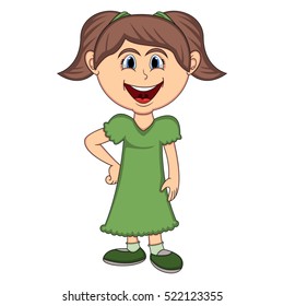 Beautiful girl with long dress cartoon vector illustration