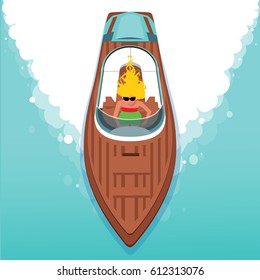 Beautiful girl on a boat. Sea adventure. Vector illustration
